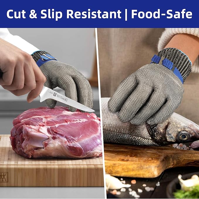 Schwer SlicePro ANSI A9 Cut Resistant Glove PR1706, Stainless Steel Mesh Metal Glove, Food Grade for Kitchen Cooking, Butcher Meat Cutting, Oyster Shucking, Mandoline, Fishing, Non-PFAS (M, 1 PCS)