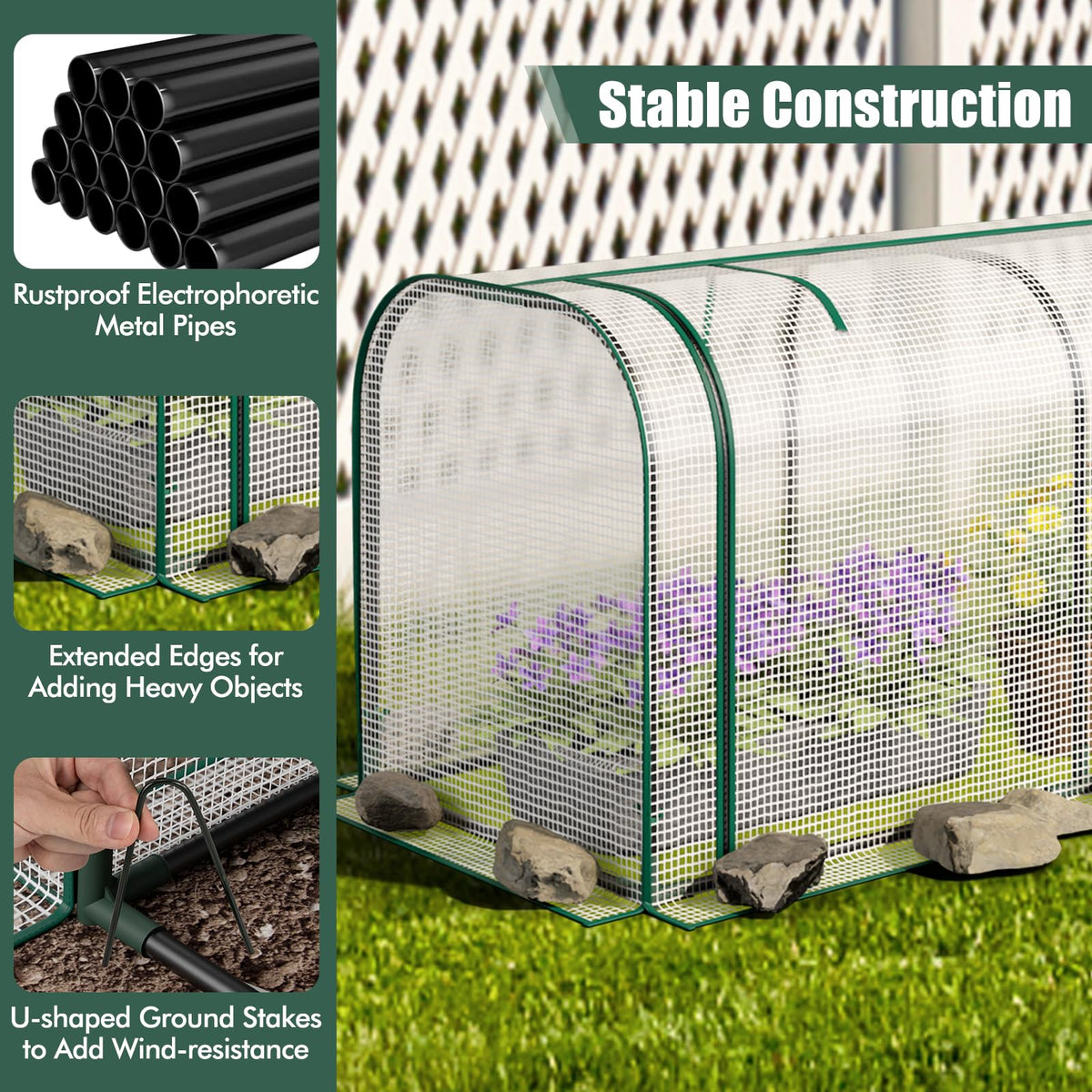 Happygrill Raised Garden Bed with Greenhouse Cover & Legs