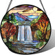 Stained Glass Window Hanging, Abstract Landscape Waterfall Mountains Trees Suncatcher for Doors Window Home Sun Catchers Decor Mother's Day Birthday Gifts for Women Men Mom 9.8 in