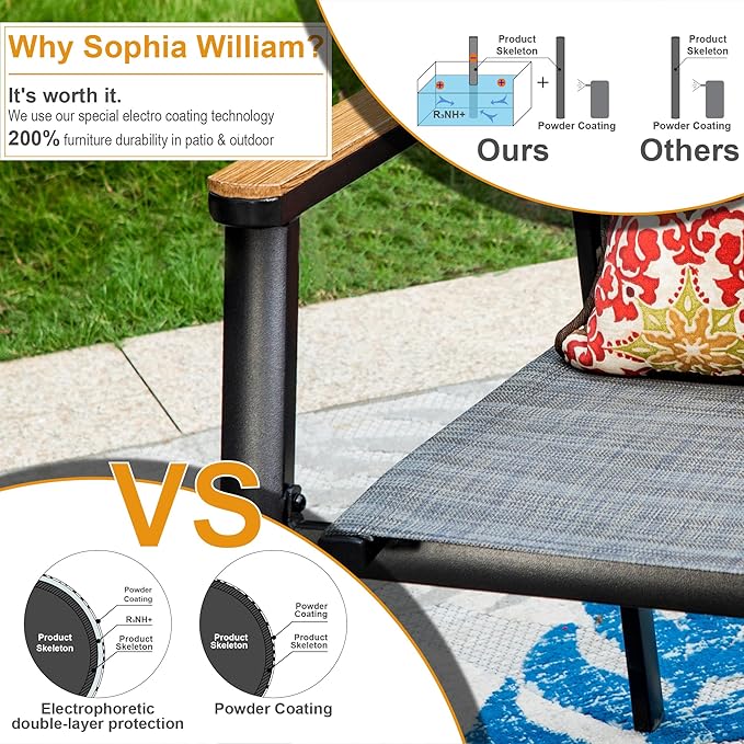 Sophia & William Patio Dining Chairs Set of 8 Aluminium Patio Chairs Lightweight Textilene Outdoor Dining Chairs Stackable for Lawn Garden Backyard Pool All Weather