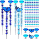 145 PCS Beaded Garden Stakes Kit, DIY Fairy Wand Garden Stake Beads Kits with Assortment Large Hole Beads 4 Crystal Stopper Top 2 Colored Butterfly Tops and Threaded Rods for Outdoor Indoor Decor