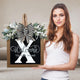Ultra Large 14'' Last Name All Year Round Front Door Wreath with 26 Initial Letter Welcome Sign All Seasons Eucalyptus Garland and Bow Wreaths for Front Door Porch Farmhouse Decoration (X)