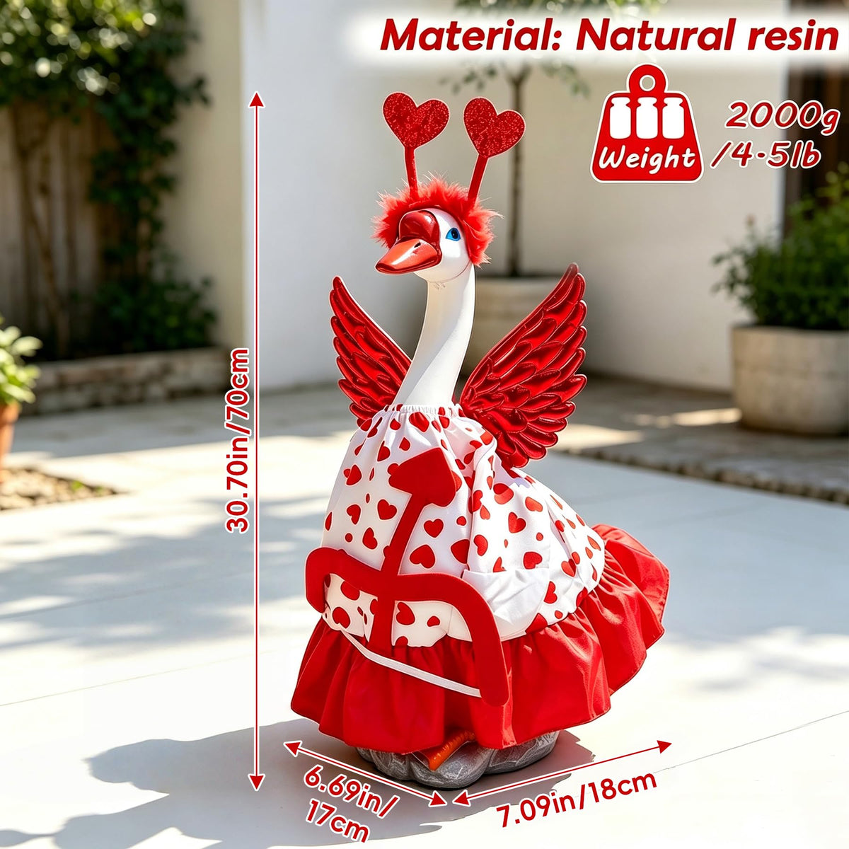 Garden Goose Statue with Angel Wings,Cute Outdoor Resin Garden Goose Decor