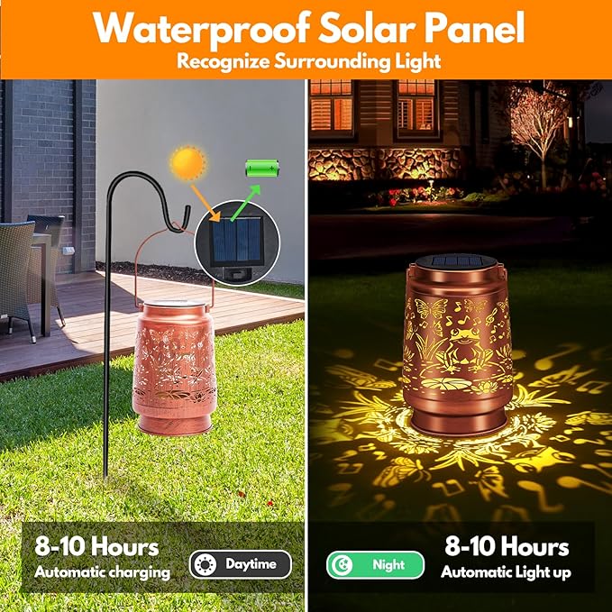 siruitong Solar Lantern Outdoor Lamp Waterproof Decorations Garden Decor, Christmas Birthday Gifts for Women, Mom, Grandma Decorative Garden, Yard, Patio, Lawn, Balcony Porch - Frog