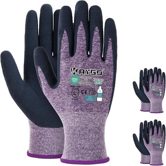 KAYGO Work Gloves for Women, Eco Friendly Safety Work Gloves with Breathable Rubber Coated, KGE19L,3 Pairs