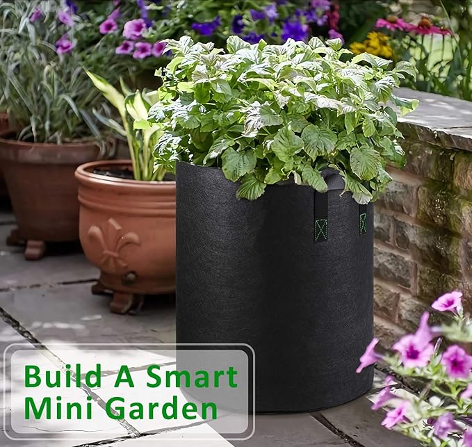 Grow Bags Tall, 3 Gallon Grow Pots 6 Pack with Handles, Heavy Duty 280G Thickened Nonwoven Fabric Plant Bag for Vegetables