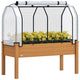 Outsunny Raised Garden Bed with PE Greenhouse Cover 48x22x46 inch Sand