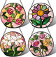 DASTOLL Stained Glass Window Hanging 4 Pcs Set Pink Floral Theme 7.8" - Flowers Suncatcher Door Garden Sun Catcher Decor Birthday Christmas for Mom Woman Nana Men Friend