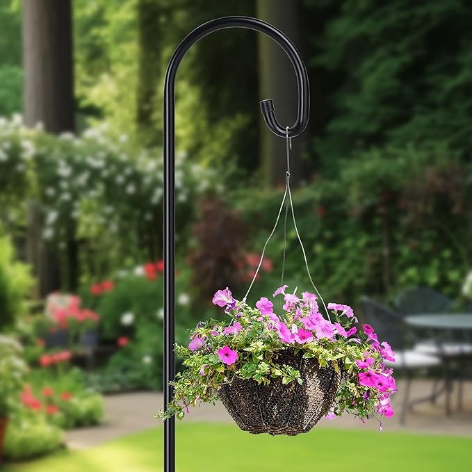 Shepherd-Hooks Adjustable for Bird-Feeder Lantern Plant-Hook Garden-Stake - Plant Stand Hanger for Outdoor Flower Basket, Bird Feeder Hanger Weddings Décor