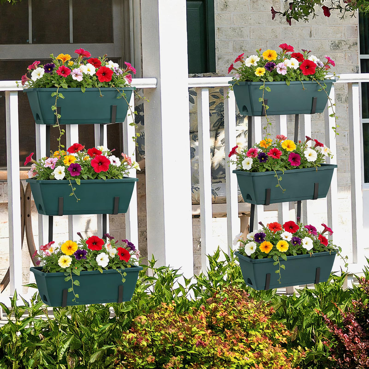 OYEAL Railing Planter Box Set of 2 Hanging Planters for Fence