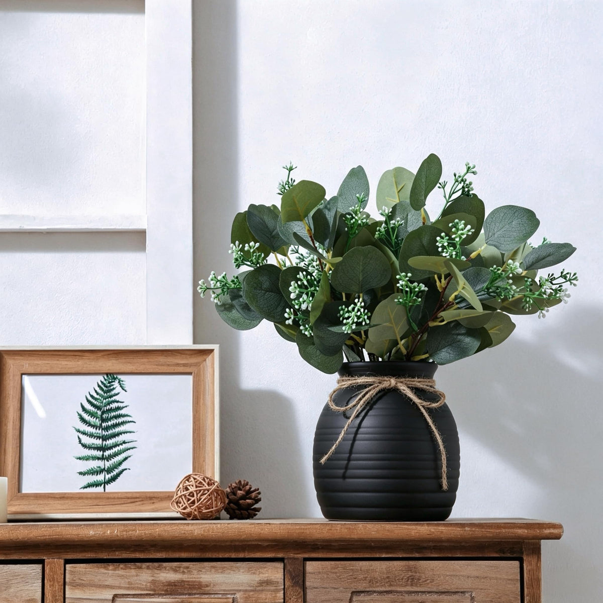 20pcs Artificial Eucalyptus Plants in Vase for Modern Farmhouse Home Decor