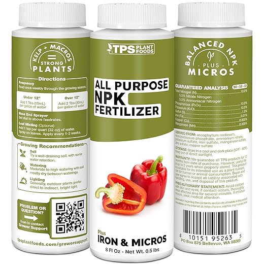 All Purpose NPK Fertilizer, Complete NPK Liquid Plant Food for All Plants, 32 oz (1 Quart)