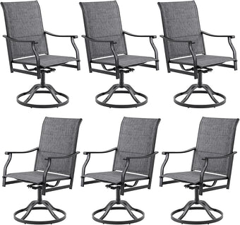 Soohow Swivel Outdoor Dining Chairs Set of 6, Patio Swivel Dining Chair with Textilene Fabric, Outdoor Metal Armchair All Weather Resistant, Ergonomic Comfort, Perfect for Patio, Backyard, Balcony