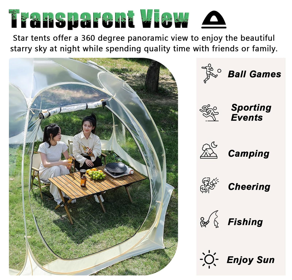 Garden Igloo Camping Bubbles Tent,Freestanding Canopy Shelter,Pop-up All Weather Greenhouse Screen Tent for Parties,Versatile Use