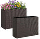 Giantex Set of 2 Wicker Raised Garden Bed, 32”x11”x24”, Rectangular Garden Planter Box w/PE Rattan, Liner Fabric, Wicker Patio Elevated Raised Bed for Vegetable Flower Herb Porch Balcony