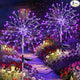 suddus 2 Pack Purple Halloween Lights Outdoor, 150LED Purple Solar Garden Lights with 8 Modes, Waterproof Solar Firework Light for Halloween Yard Garden Decorations