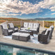 Belord Wicker Patio Furniture Sets - 8 Piece Rattan Outdoor Furniture Conversation Sets with 4 Swivel Rocker Chairs, Rattan Sofa, Wicker Ottomans and Coffee Table, Brown/Beige