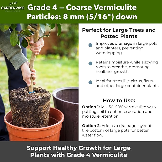 Organic Coarse Vermiculite for Indoor Gardening Plants and Mushrooms – Enhances Soil Aeration, Seed Germination, Rooting Cuttings – Small Packages and Bulk (Vermiculite Grade 4 – Coarse, 3 qt)
