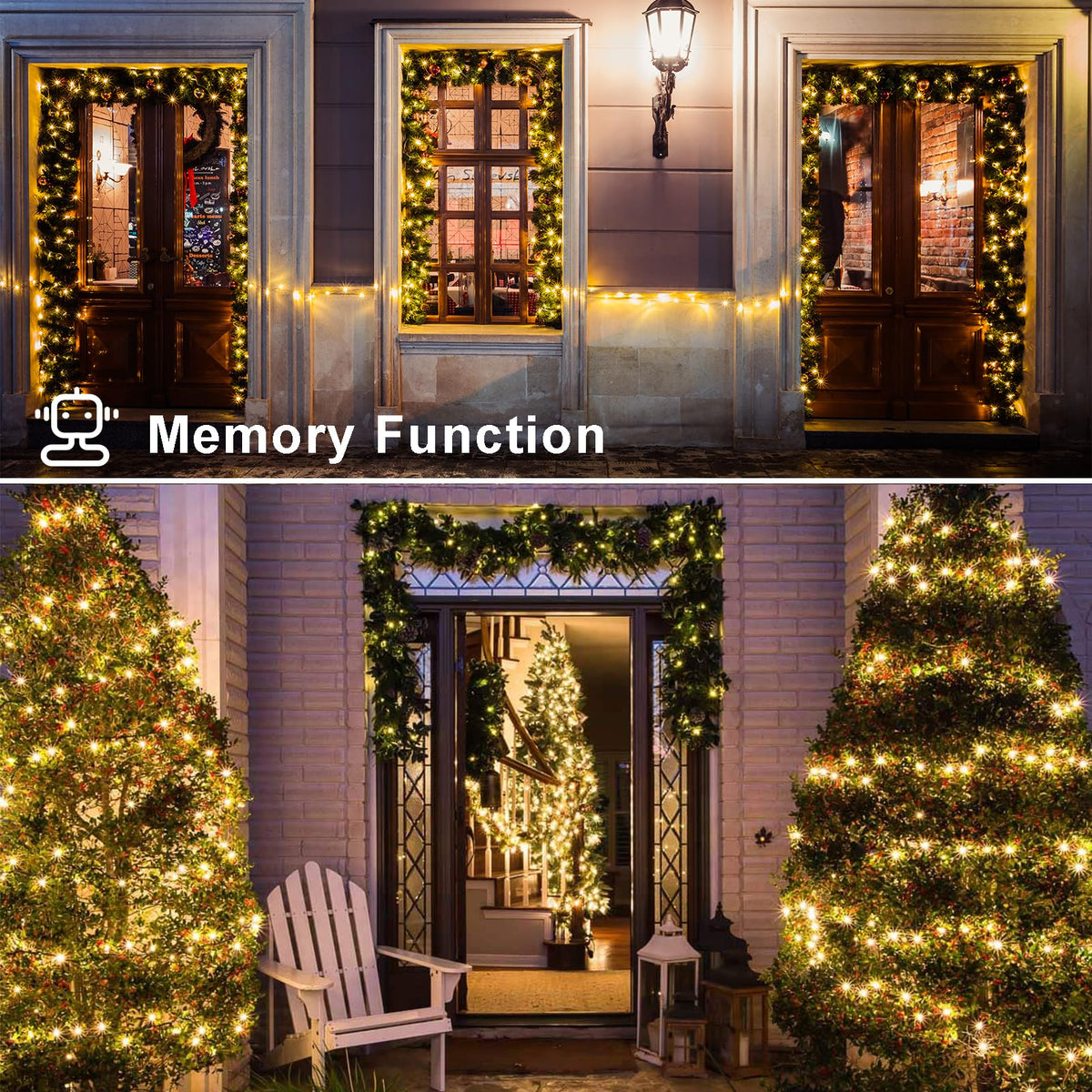 4 Pack Battery Operated Outdoor String Lights Timer Christmas Wreath Lights