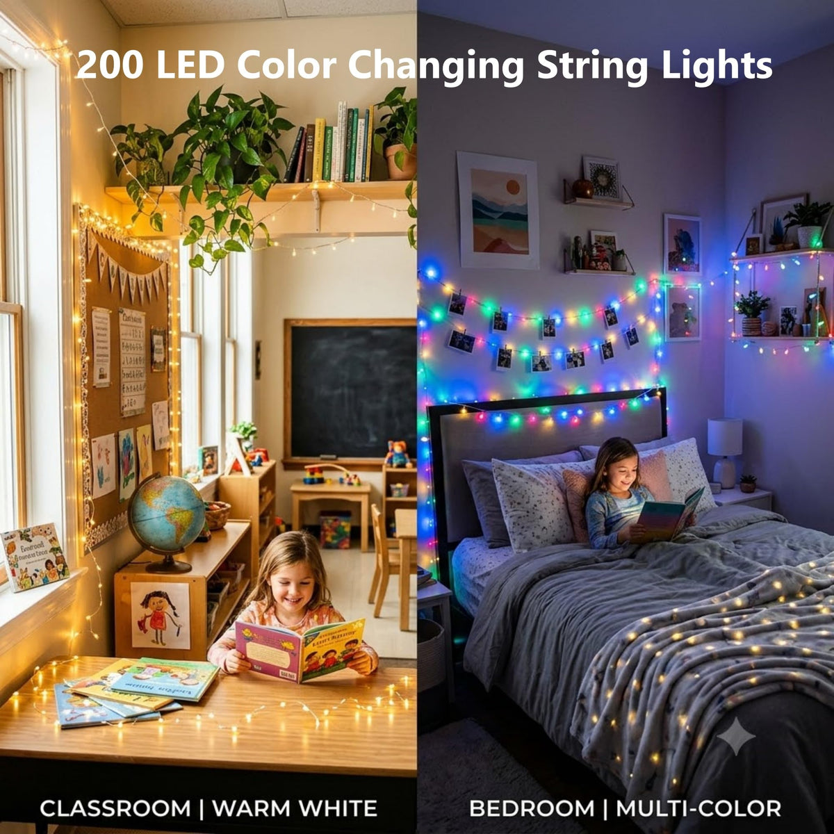 JMEXSUSS 200 LED Warm White & Multicolor Color Changing String Lights