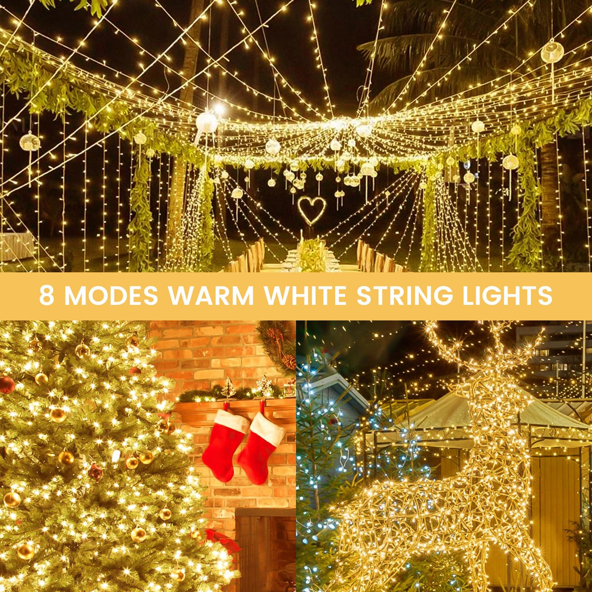 2 Pack 100 LED Battery Operated String Lights, 8 Modes Twinkle Fairy Lights