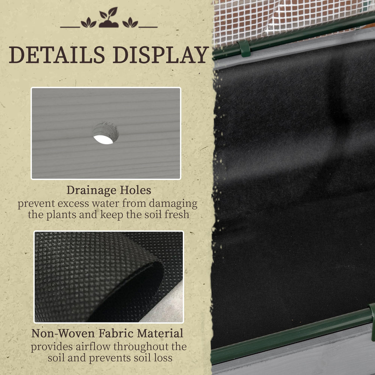 Outsunny Raised Garden Bed with PE Greenhouse Cover 48x22x46 inch Dark Gray