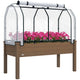 Outsunny Raised Garden Bed with PE Greenhouse Cover 48x22x46 inch Brown
