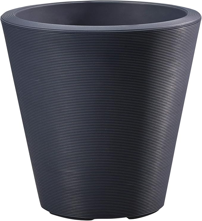 Crescent Garden Madison Planter– Weather-Resistant, Double Walled Indoor/Outdoor Plant Pot with Drain Hole – Durable All-Season Flower Container, 16" W (Midnight Blue)