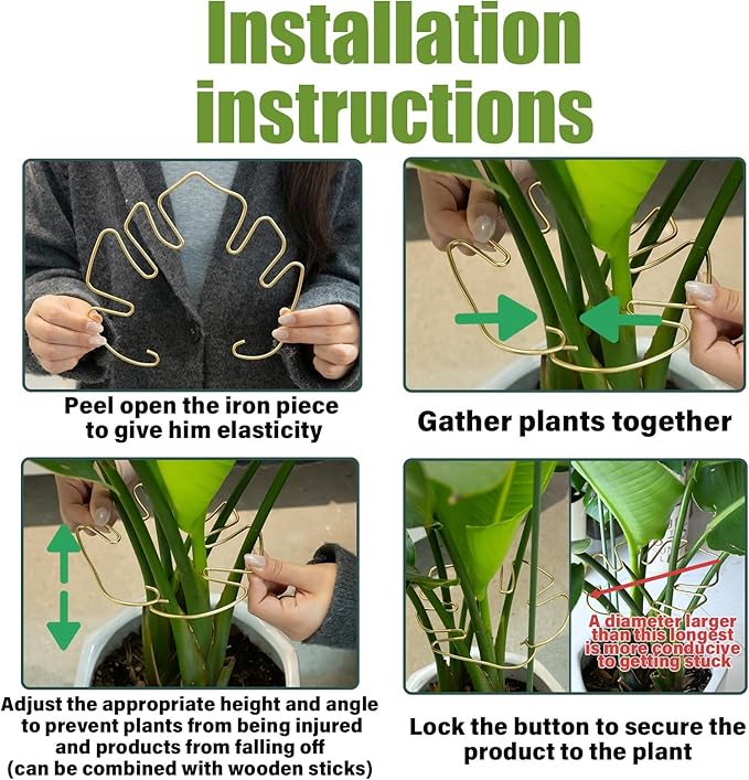 5PCS Durable Monstera Plant Stem Support Stake with Adjustable Leaf Holders - Plant Support Kit for Indoor Botanicals, Cactus Stabilizers, and Turtle Shell Climbers - Ideal for Plant Enthusiasts