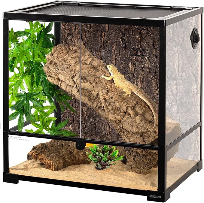 REPTIZOO 45 Gallon Glass Reptile Terrarium 24" x 18" x 24" Knock-Down Reptile Tank with Double Hinge Door and Top Screen Ventilation Easy Assembly Terrarium