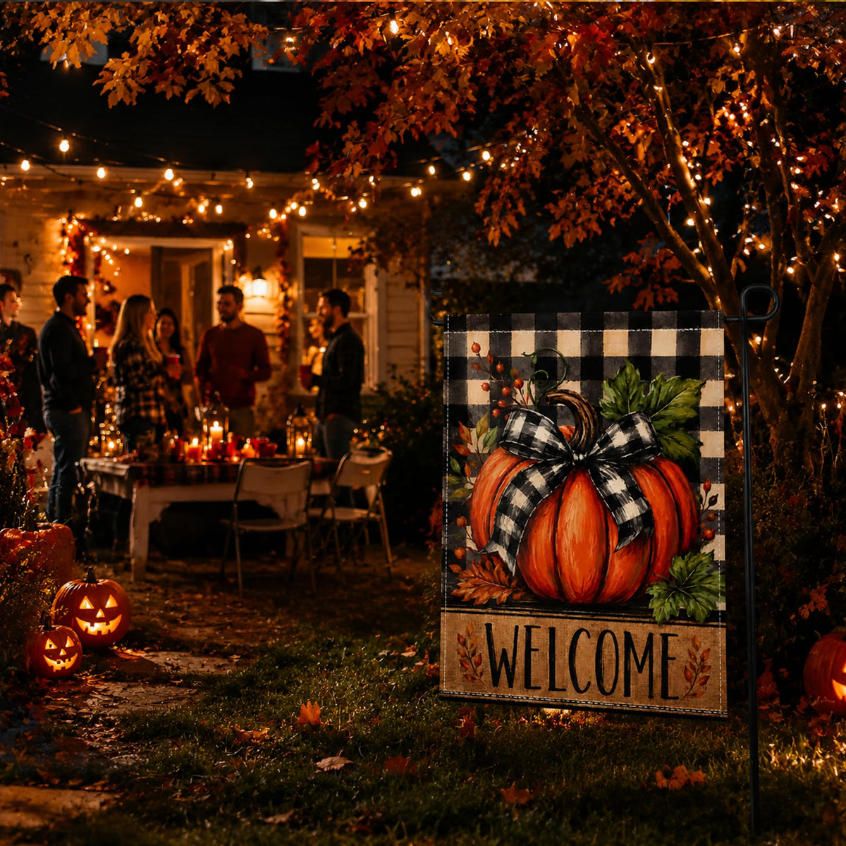 Fall Decor - Pumpkin Welcome Garden Flag | Thanksgiving Decorations