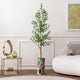 Artificial Tree in Modern Geometric Pattern Planter, Fake Olive Silk Tree for Indoor and Outdoor Home Decoration - 68" Overall Tall (Plant Pot Plus Tree)
