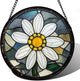 HWRHTR Stained Glass Window Hanging - Yellow White Daisy Birth Flower Suncatcher for Door Garden Yard Sun Catchers Decor Christmas Mother's Day Birthday Gifts for Teacher Women Mom Nana 9.8 in