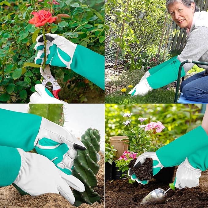 SLARMOR Long-Gardening-Gloves for Women/Men - Thorn Proof Rose Pruning Gloves Heavy Duty Gauntlet, Best Garden Gifts for Gardener-L