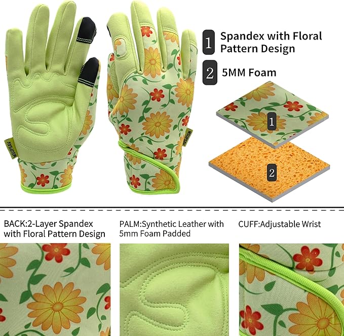 Thorn Proof&Puncture Resistant Gardening Gloves with Grip,Garden Glove for Women, Leather Yard Work Gifts