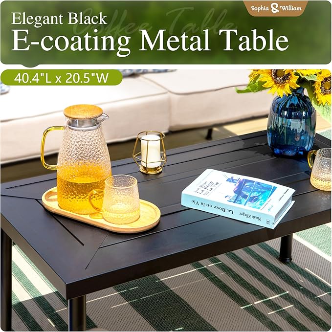 Sophia & William Extra Large & High Back Patio Furniture Set Metal Modern Outdoor Conversation Sets with Motion Chairs