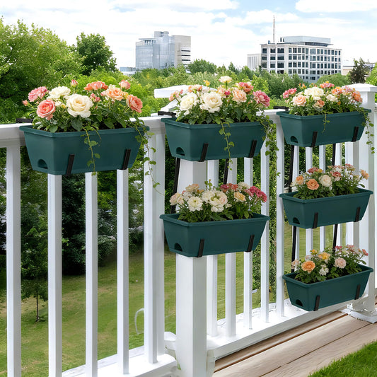 OYEAL Railing Planter Box Set of 2 Hanging Planters for Fence