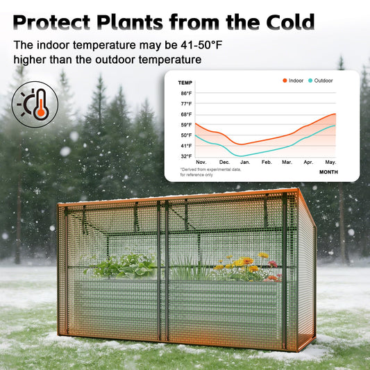 HEAHOLD 3-in-1 Raised Garden Bed 80"x24"x17" with Greenhouse Cover