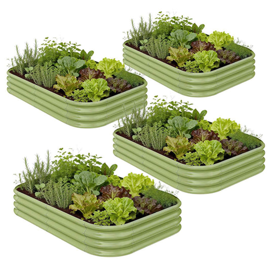 Annoell 4 Pcs 6x4x1ft Galvanized Raised Garden Bed, 12" Metal Planter Box