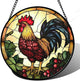 AMDERVEN Stained Glass Window Hanging, Colorful Big Cock Sun Catcher for Window Door Home Decor, Chicken Suncatcher Christmas Mother's Day Birthday Gifts for Women Men Mom and Nana 11.8 in