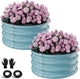 Round Galvanized Raised Garden Bed Kit, 2 Pcs 2 x 2 x 1ft Teal Blue Galvanized Garden Boxes, Outdoor for Vegetables