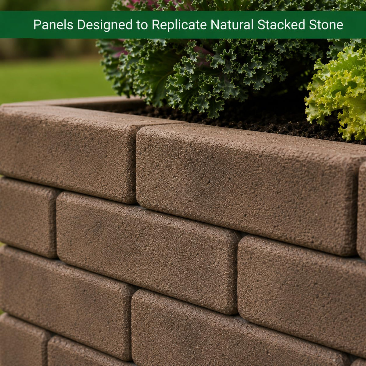 Landecor Raised Garden Bed, Brick Style Planter Box, 24" x 8" Polyurethane Garden Bed Panels, Modular Design for Curved or Straight Layouts, Lightweight & Weather Resistant, 4 Panel Pack