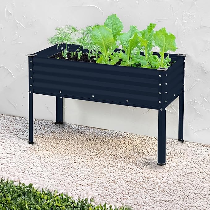 Best Choice Products 48x24x30in Galvanized Raised Garden Bed, Metal Elevated Planter Box, Vegetable Garden for Backyard, Patio, Balcony - Navy Blue