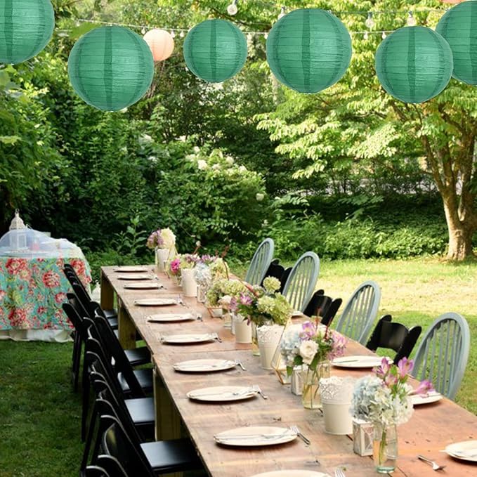 BEISHIDA 12-Inch Green Round Paper Lanterns Hanging Decorative Chinese Paper Lanterns Lamp for Birthday Wedding Party Irish Party Saint Patricks Day Decoration and Baby Bridal Shower（6 Packs）