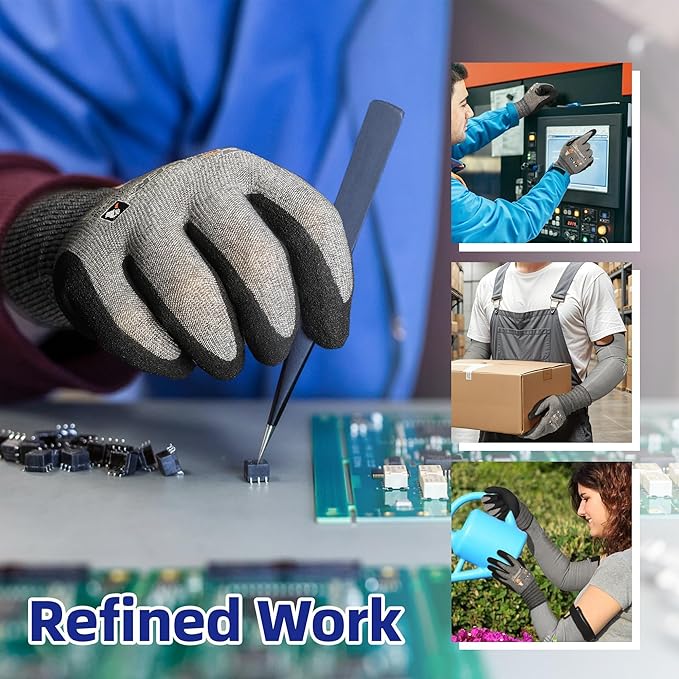 Schwer A4 AIR-SKIN Cut Resistant Work Gloves AR5918 with Extreme Lightweight & Thin, Grip Gloves for Gardening, Fishing, Refined Work, Mechanic, Touch-Screen, 3D-Comfort Fit, 1 Pair (S)
