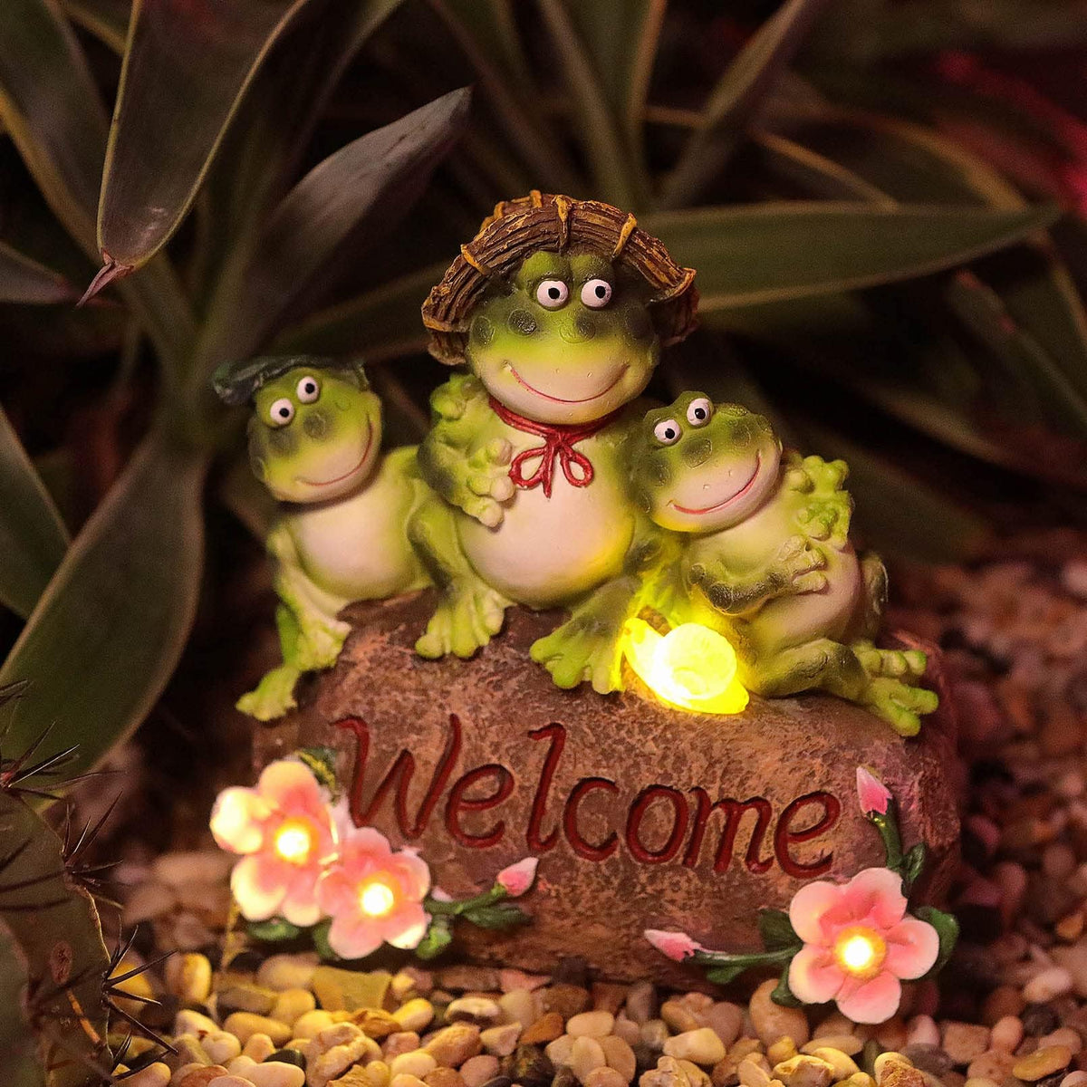 Frog Garden Statue Outdoor Decor, Mother Baby Frog Resin Sculpture.