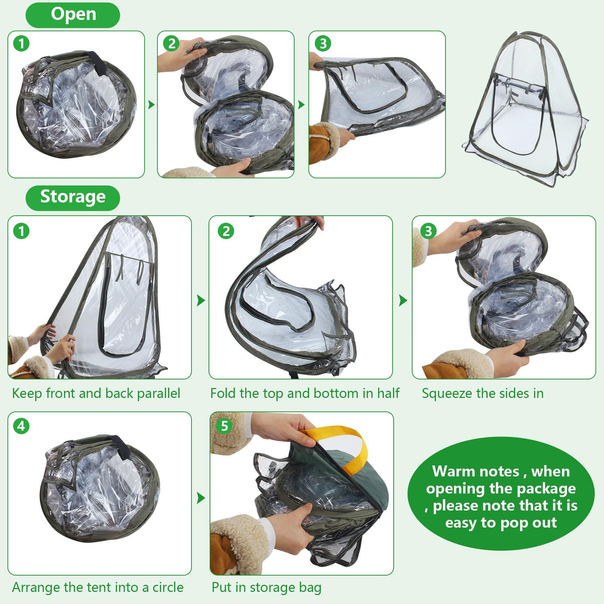 DEDU Pop Up Tent, Small Portable Greenhouse Cover 27"X27"X31" with 4 Fixed Nails and Tools, Mini Greenhouse Tent PVC Cover for Small Plants Outdoor & Indoor Use