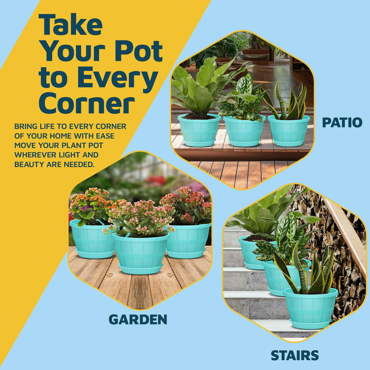 10-Inch Whiskey Barrel Planters Outdoor Pack of 2 - Durable Plastic Plant Pots for Indoor & Outdoor Use with Drainage & Saucer, Lightweight Rustic Barrel Planters for Flowers, Herbs & Small Plants