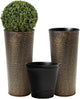 Worth Garden 2-Pack 25" H. Metal Planter with 2X Inside Pots - Hand-Hammered Texture Tall Cone Plant Pots - Large Handcrafted Black Flower Pot for Indoor Outdoor, Deck, Patio, Front Porch (Bronze)