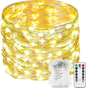200LED 66FT Fairy Lights Battery Operated with Remote, 1 Pack Twinkle Lights Waterproof for Outdoor & Indoor, 8 Modes String Light Timer for Christmas Party Wedding Birthday Home DIY Décor(Warm White)